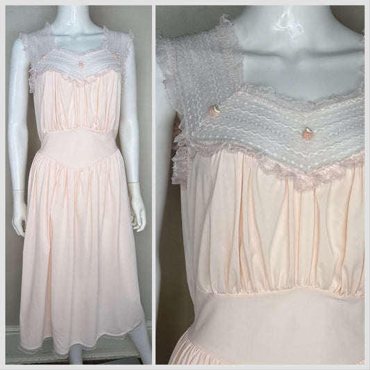 1950s Pastel Pink Nightgown, Nina R Original Size Medium