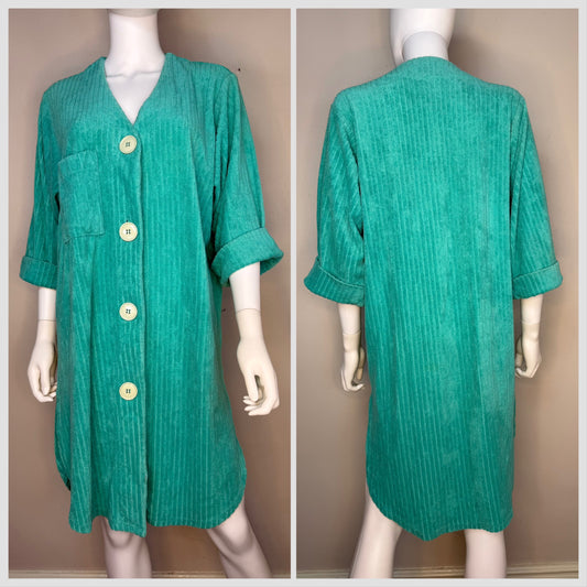 1980s Teal Terry Cloth Swimsuit Cover Up Robe, Jantzen Size Small-Medium, Beach Jacket