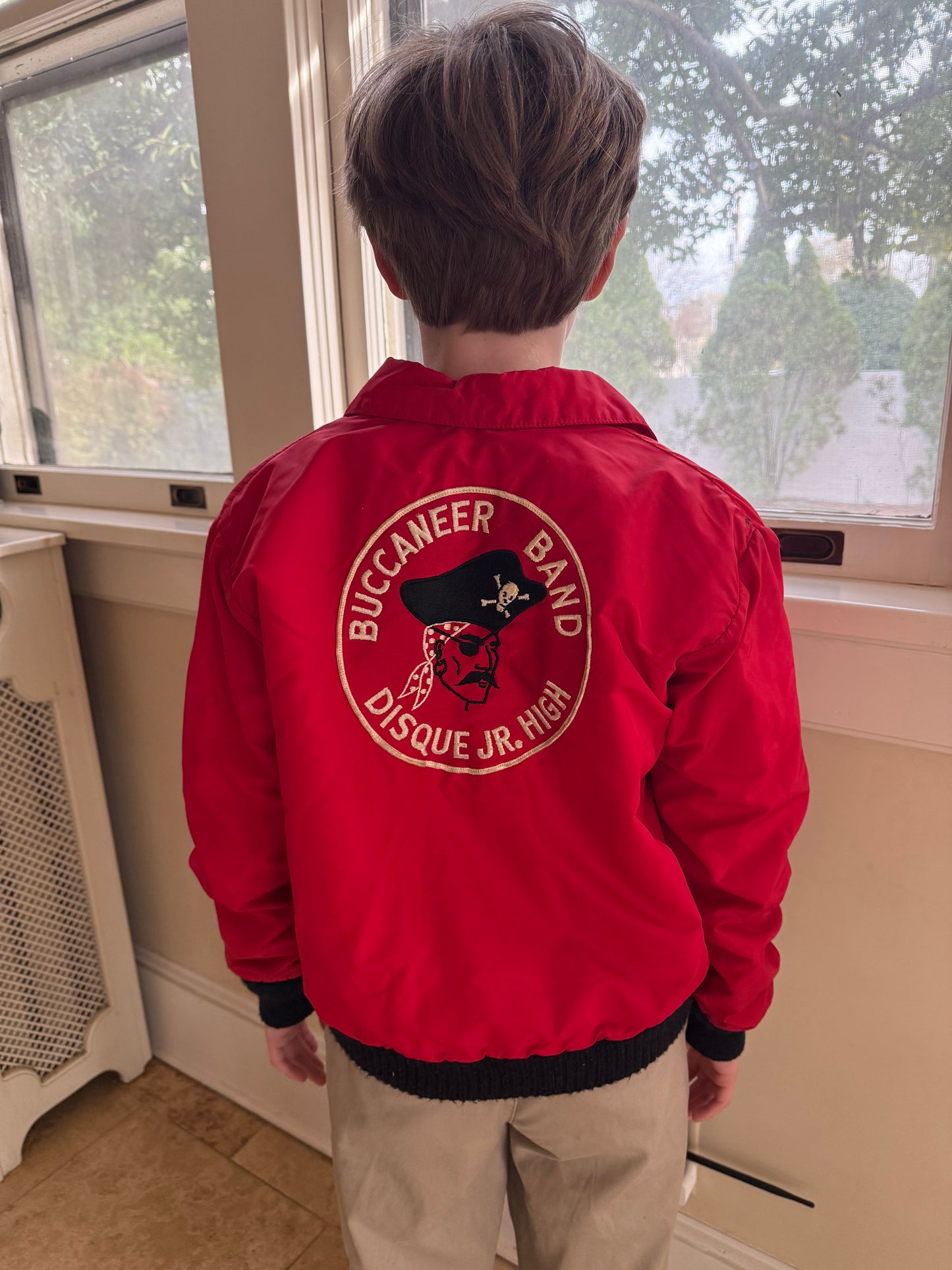 1950s/60s Buccaneer Band Disque Jr High Red Jacket, The Gibson Co Youth XL, Pirate