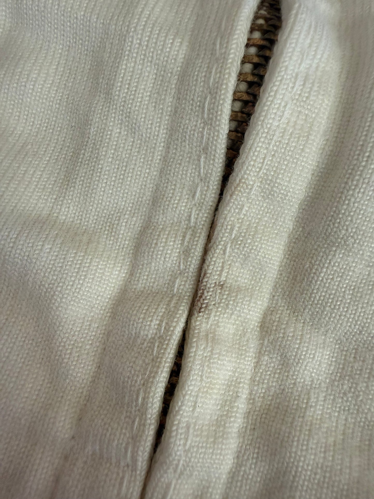 1950s Baseball Jersey, Zip Up Shirt, Russell Southern Co Size Small, Blank White with Blue Trim