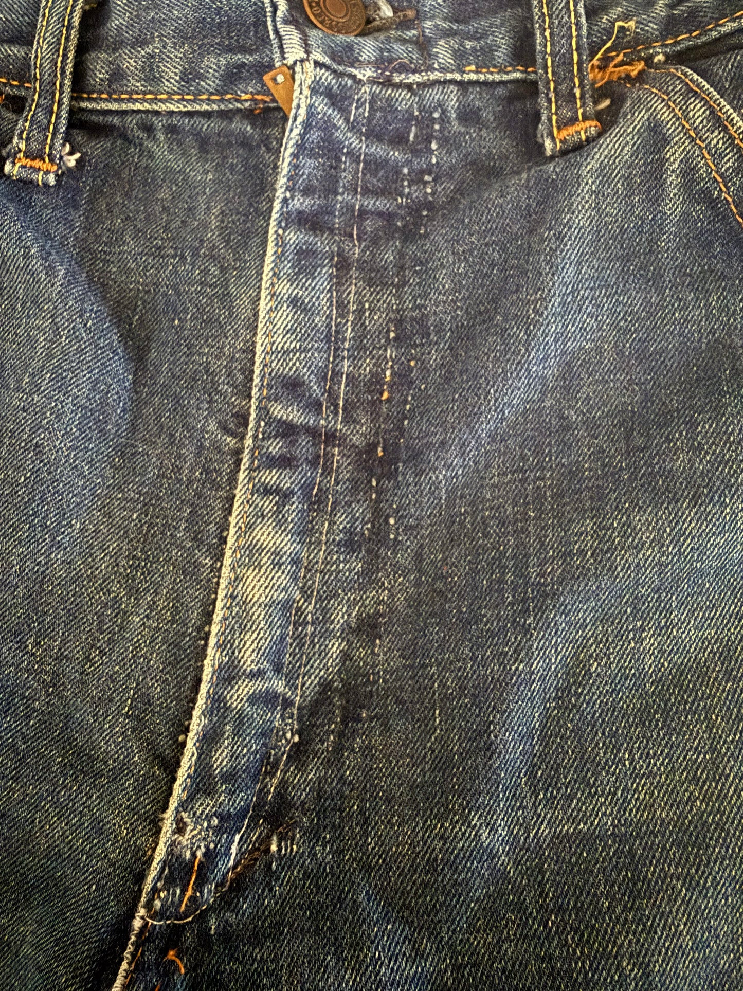 1960s/70s Levi’s Cut Off Denim Shorts, Hand Embroidered Flowers on Pockets, 33" Waist