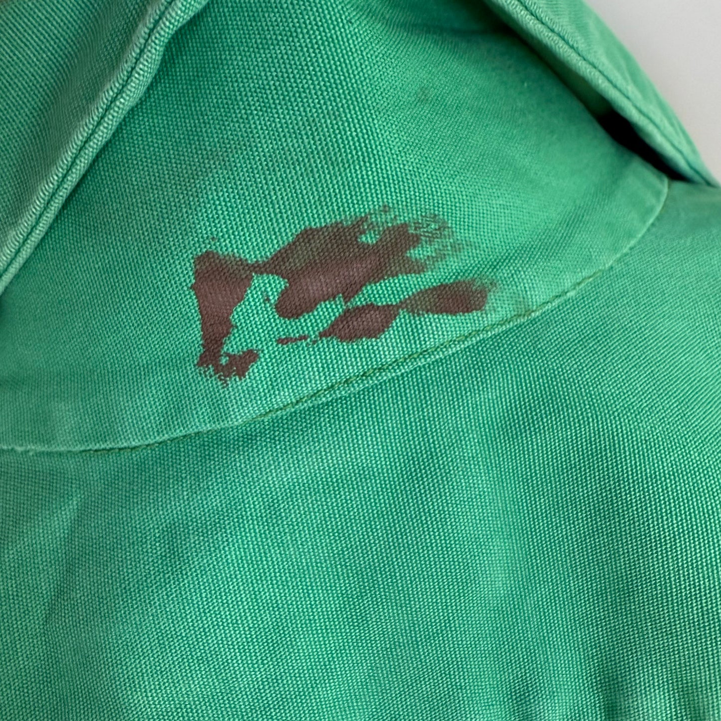 1940s Men’s Green Long Sleeve Shirt, Al Chymia Temple Memphis Chain Stitch Embroidery, Fremont Shirt Co Size M/L