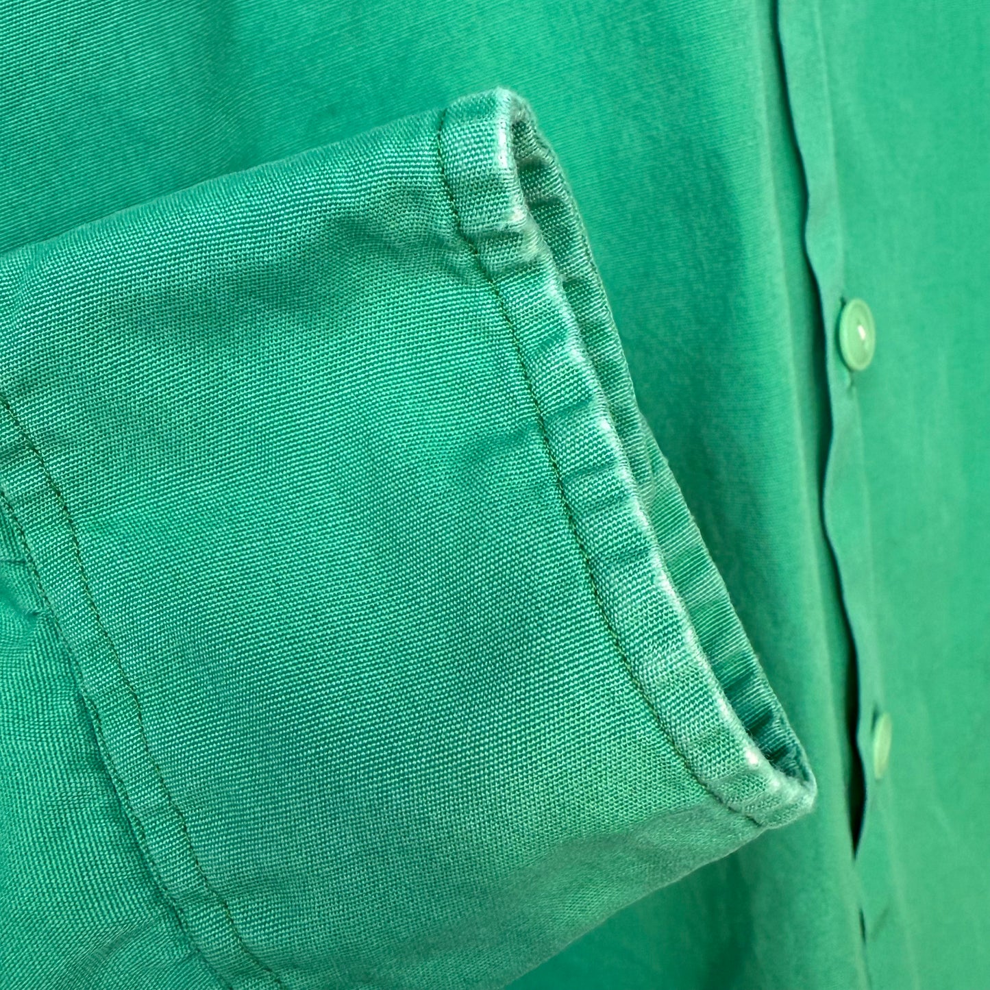 1940s Men’s Green Long Sleeve Shirt, Al Chymia Temple Memphis Chain Stitch Embroidery, Fremont Shirt Co Size M/L