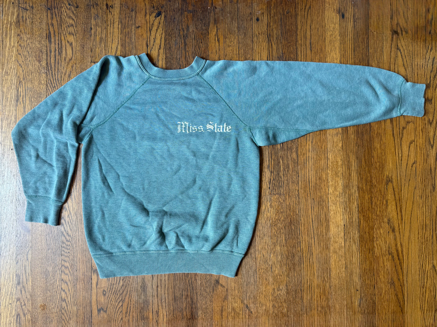1960s/70s Miss State Sweatshirt, Green, Mississippi State Bulldogs, Size S/M
