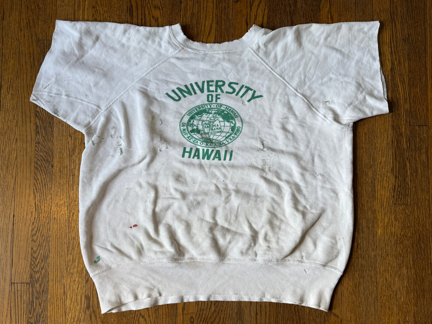 1960s University of Hawaii Sweatshirt, Distressed, Size Large-XL