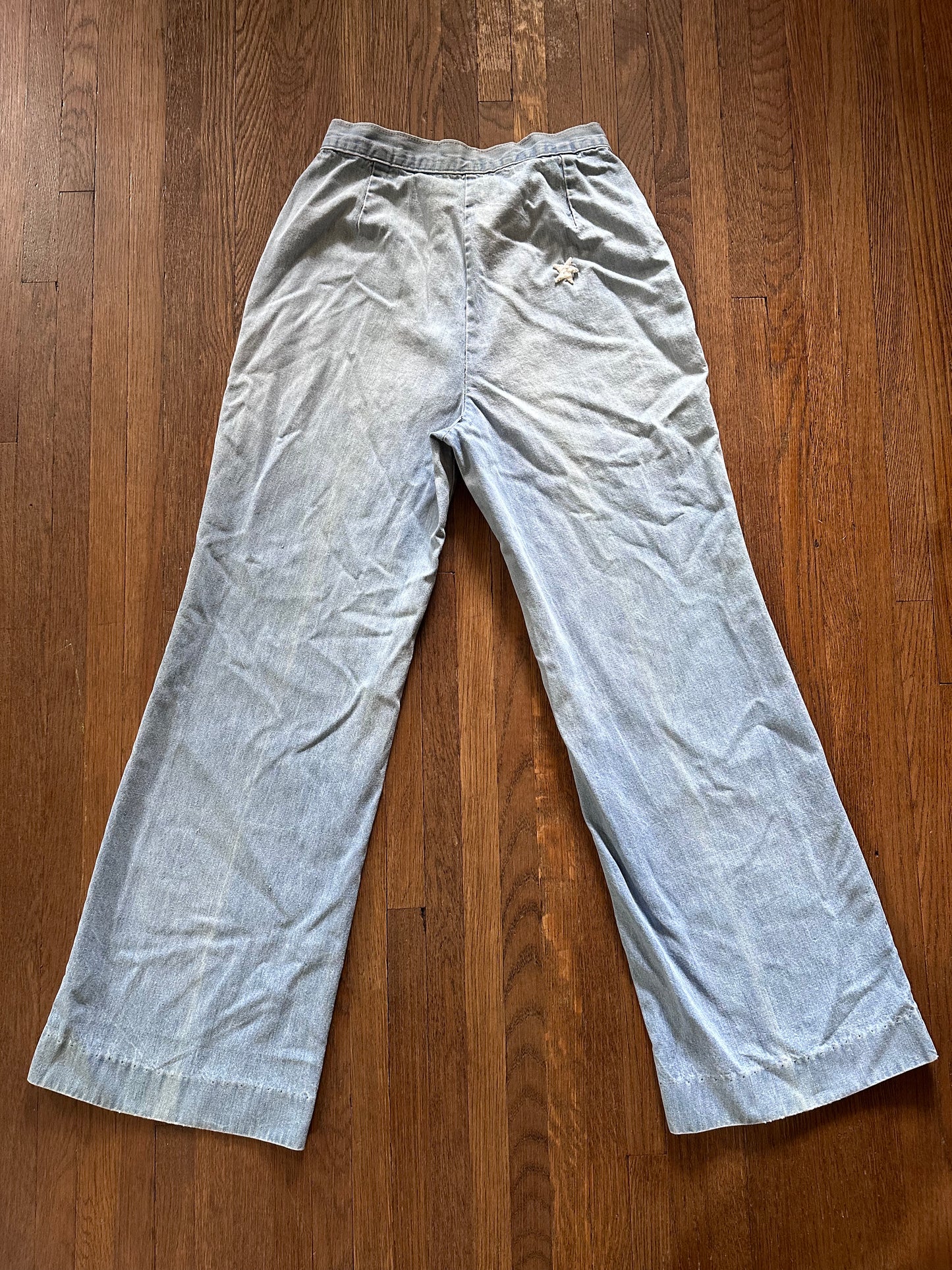 1970s Flare Leg Jeans, Gene’s Jeans, 26.5x29.5, Light Wash Denim, High Wasited