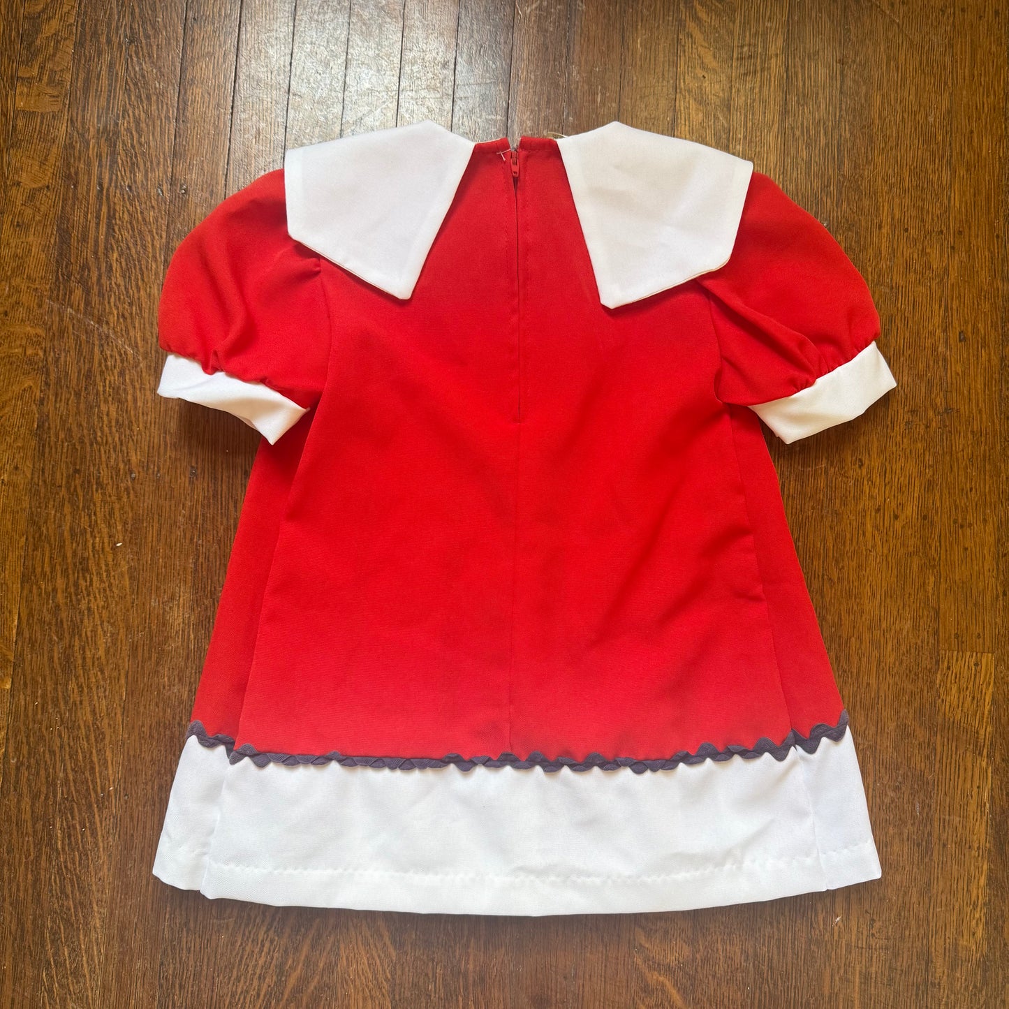 1970s/80s Girls' Sailor Dress, Honeybee Sweet and Pretty Size 4, Red, Pleated