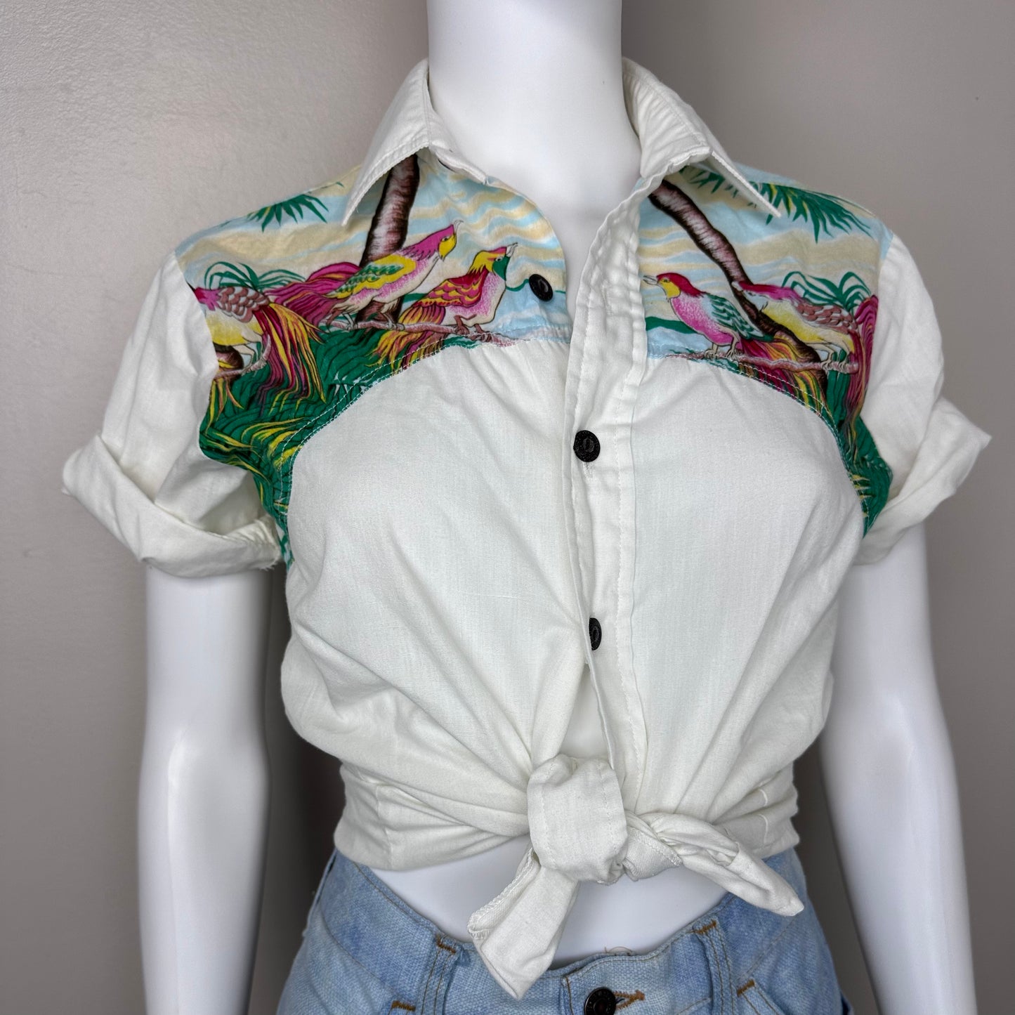 1970s Bird Print Short Sleeve Shirt, Kennington Ltd California Size Small