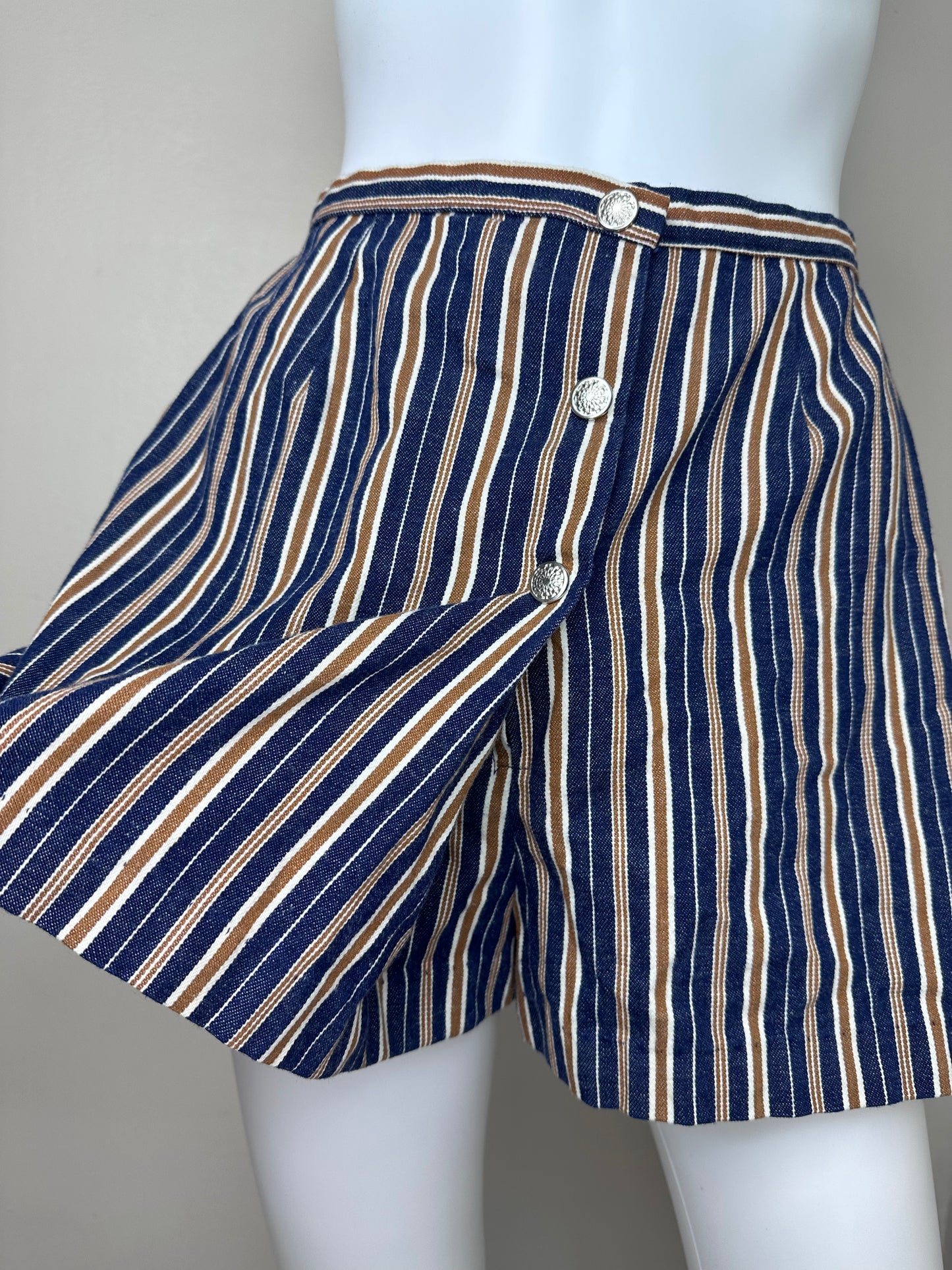 1960s Striped Skort, Lady Stoneswear Size XS, Micro Mini Skirt, Shorts