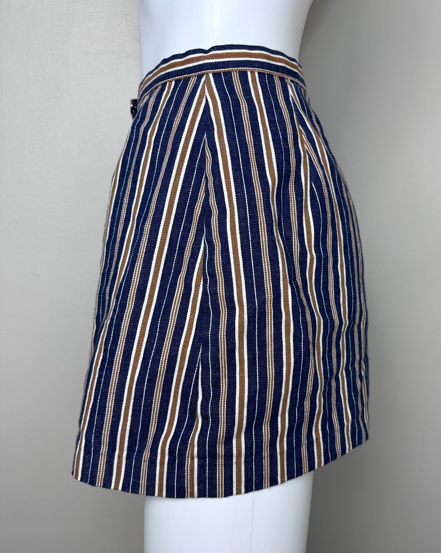 1960s Striped Skort, Lady Stoneswear Size XS, Micro Mini Skirt, Shorts