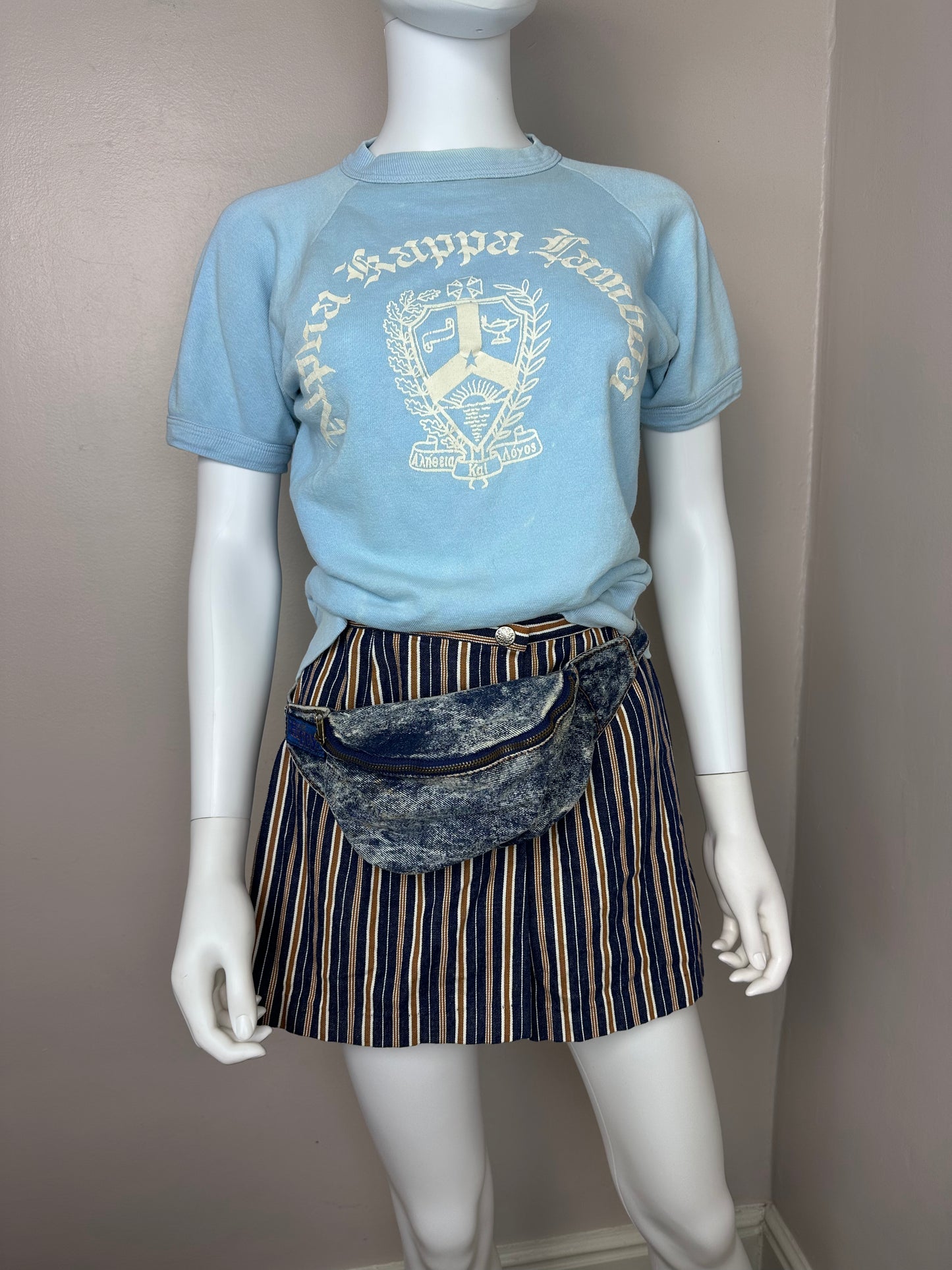 1960s Striped Skort, Lady Stoneswear Size XS, Micro Mini Skirt, Shorts