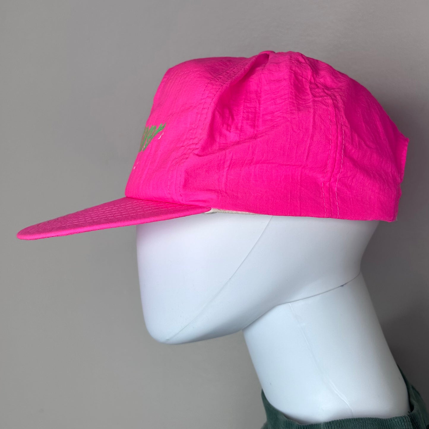 1980s Neon Pink Cat Power Snap Back Hat, The Sportsman, Adjustable One Size Fits All