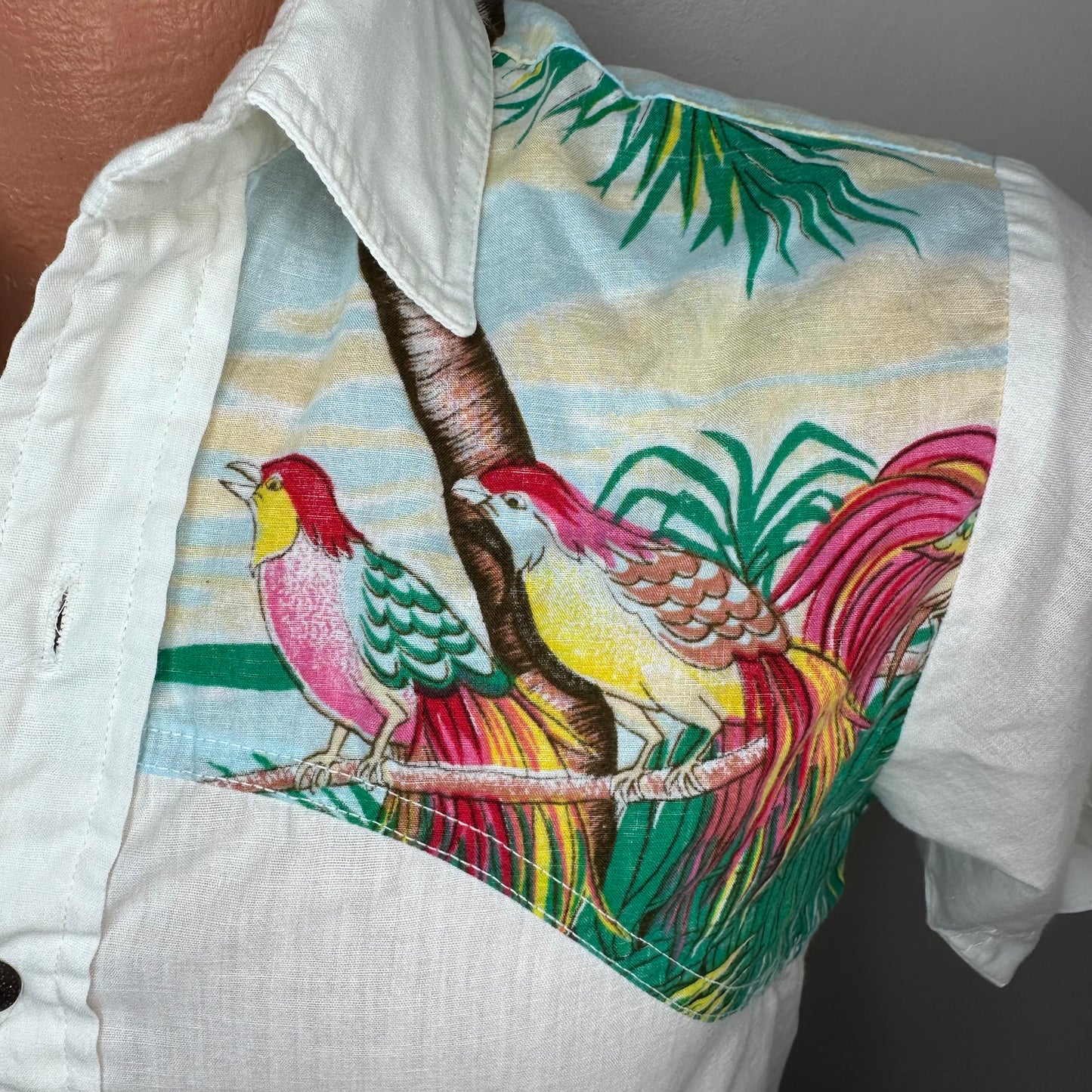 1970s Bird Print Short Sleeve Shirt, Kennington Ltd California Size Small