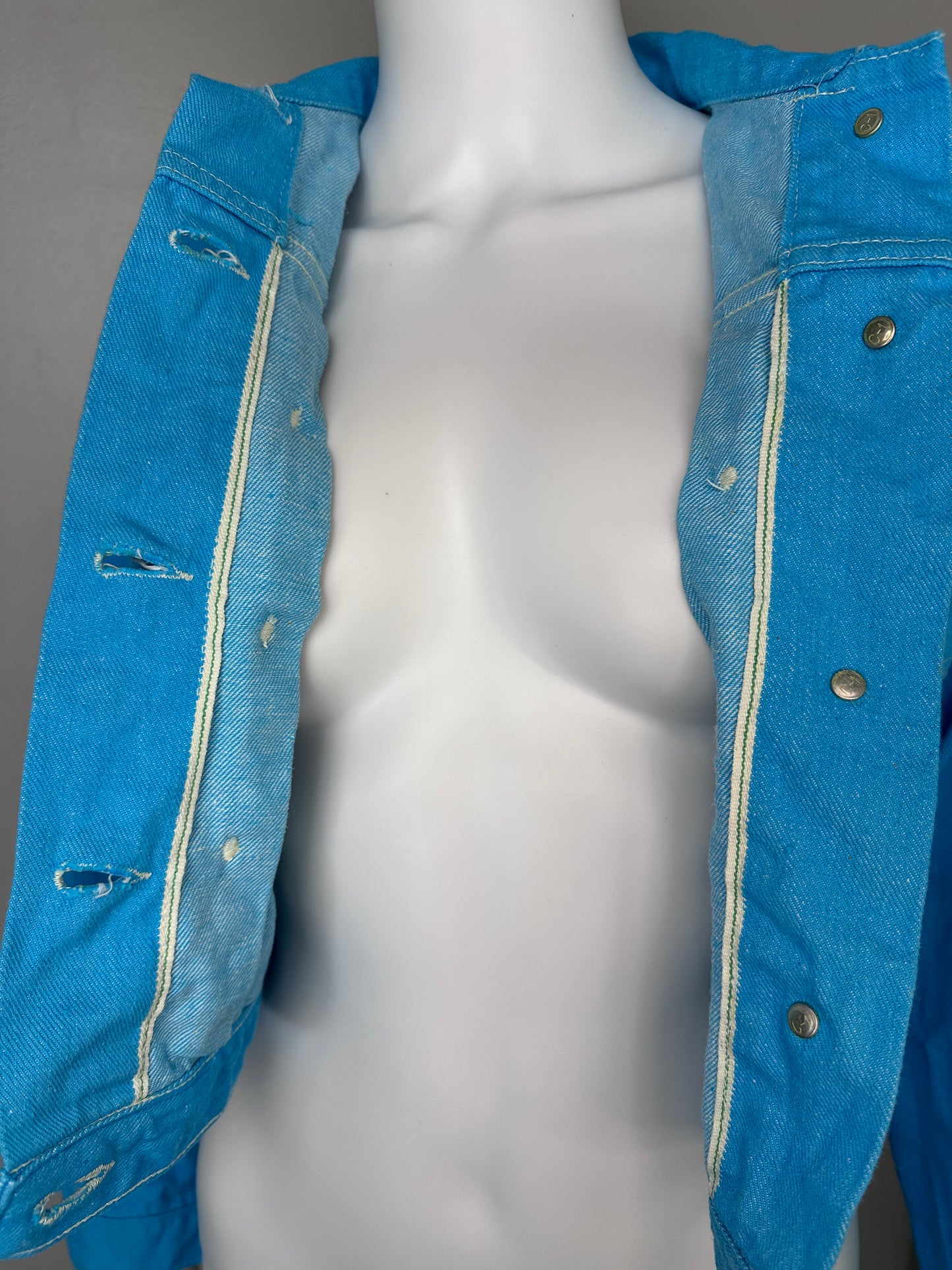 1950s Aqua Denim Women’s Jacket, Wrangler Blue Bell Size Small, Sanforized Selvage Cotton, Pleated