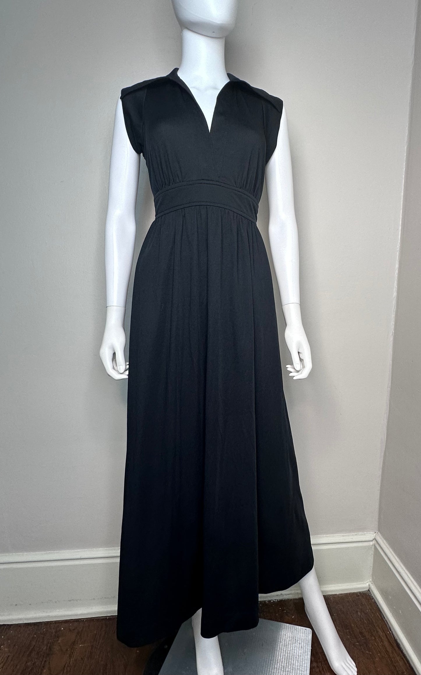 1970s Black Sleeveless Maxi Dress, JT Dress Co Jody of California Size XS/S