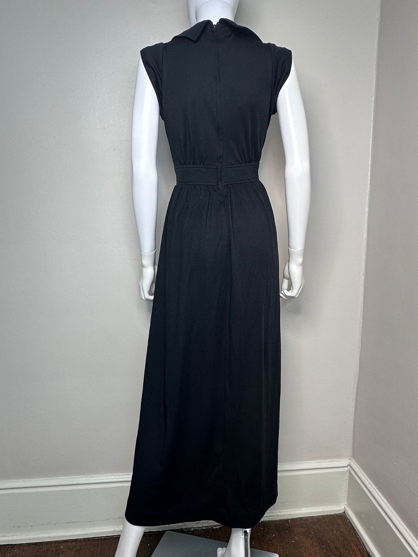 1970s Black Sleeveless Maxi Dress, JT Dress Co Jody of California Size XS/S