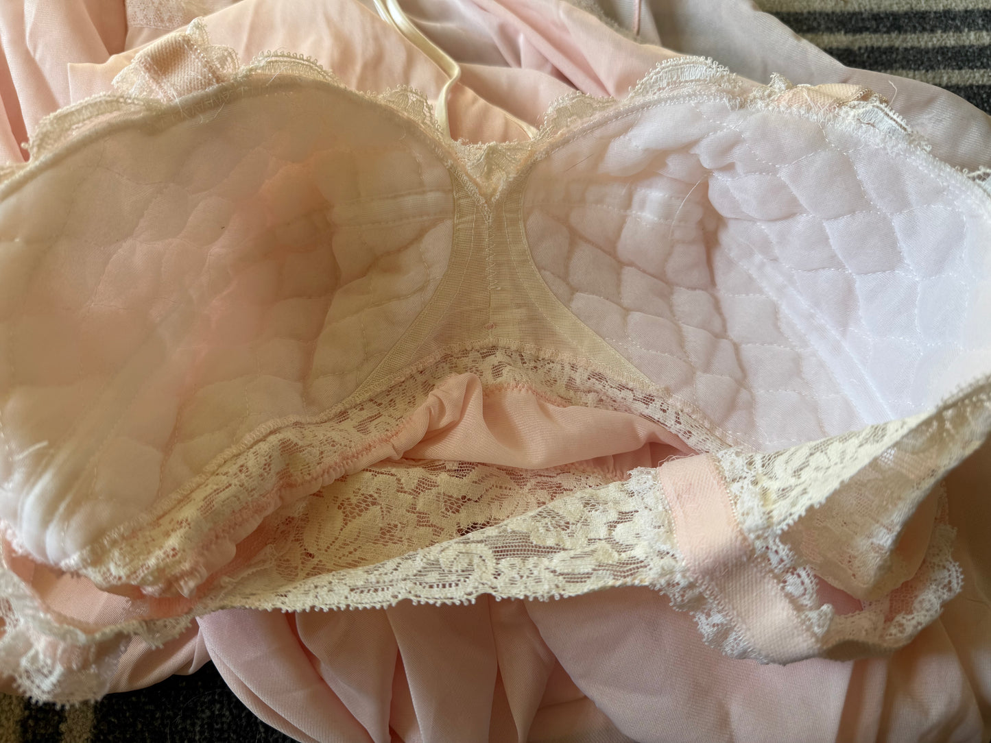 1960s/70s Olga Sleeping Pretty Nightgown, Pastel Pink, Size 34, Full Length