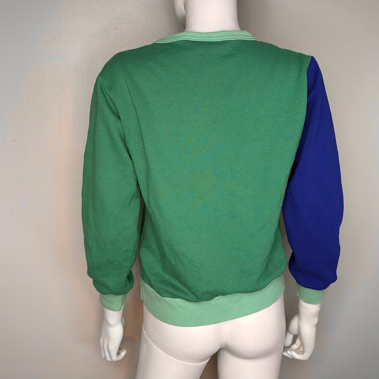 1980s Blue and Green Color Block Sweatshirt, Oscar de la Renta Active Size S/M