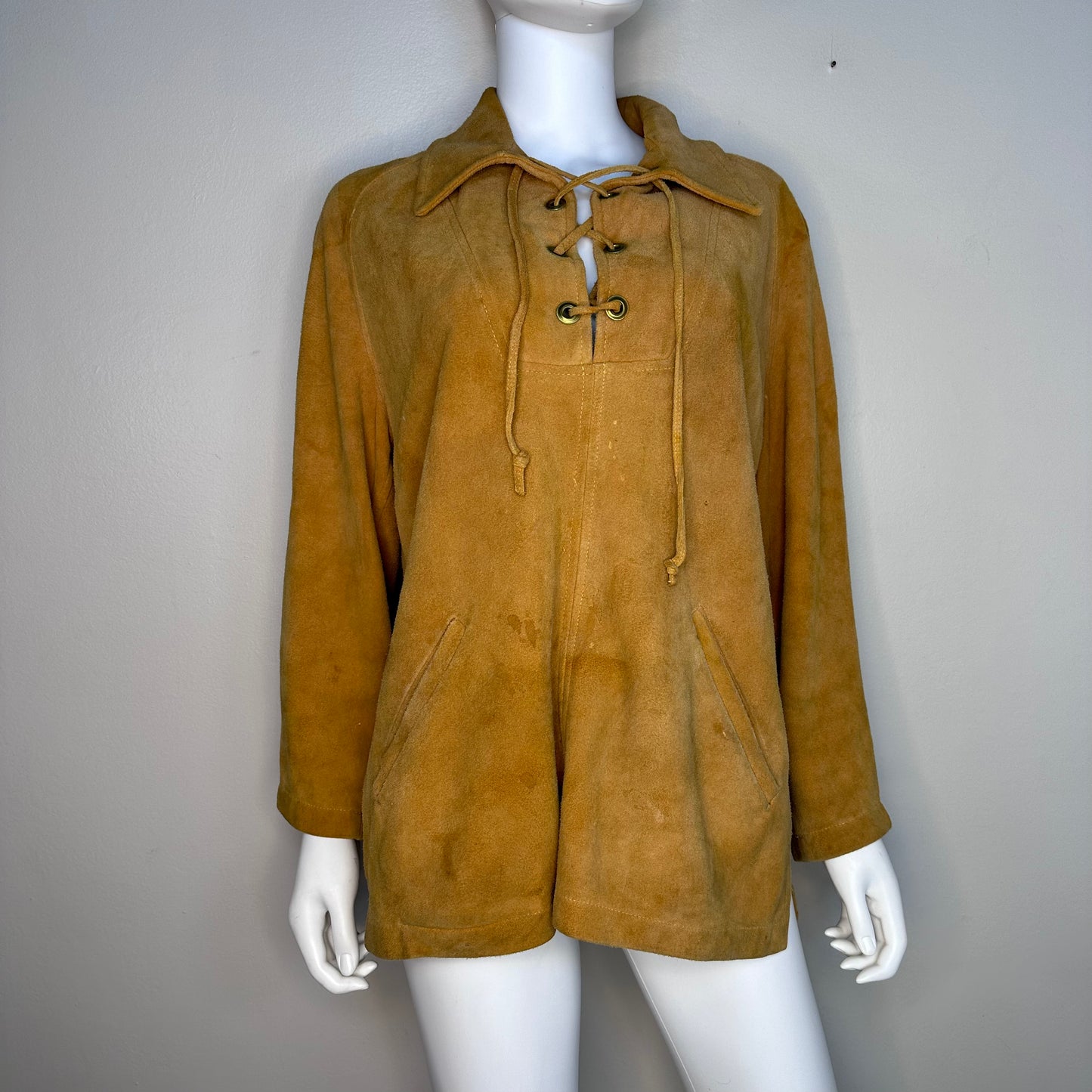 1950s/60s Women's Leather Shirt, Lace Up, Size Small-Medium