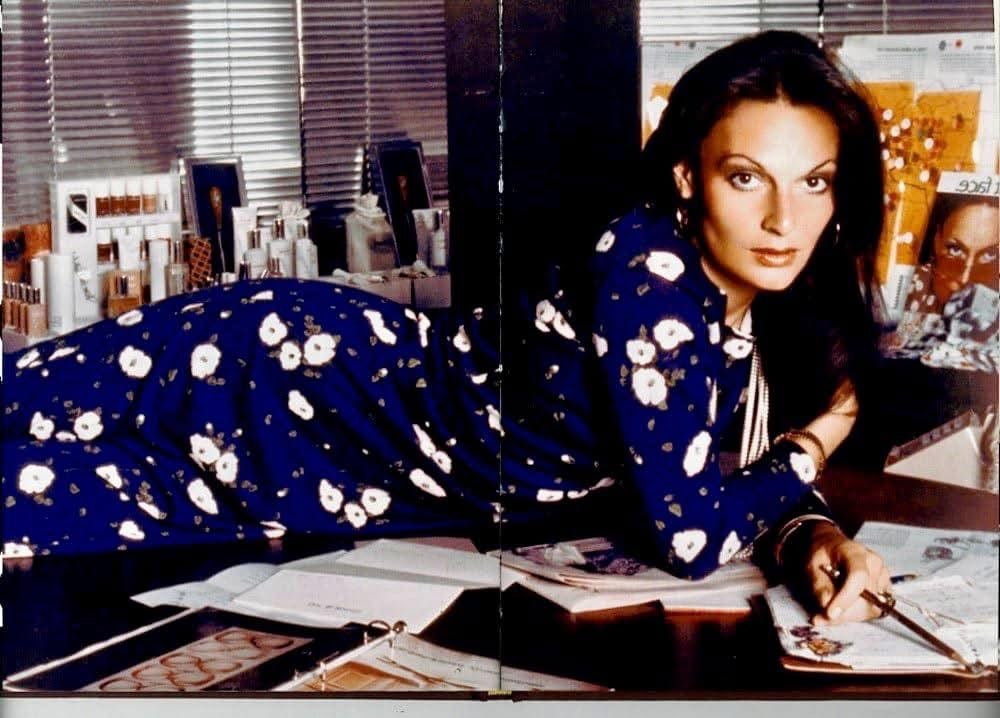 1970s Diane Von Furstenberg Wrap Dress, Navy Blue Floral, Size Medium-Large, Vintage Size 16, Neiman Marcus