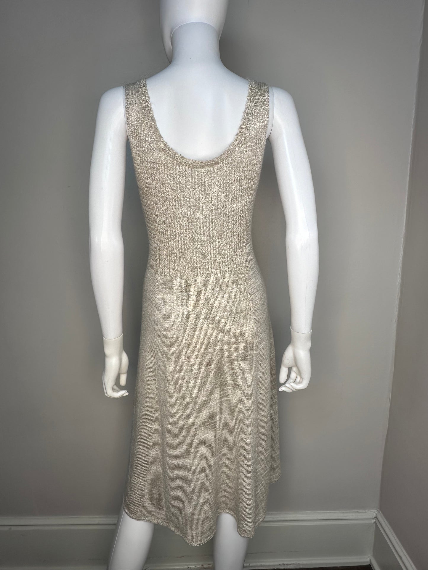 1970s Beige Knit Sleeveless Dress and Cardigan, St John Knits by Marie Gray Size Small