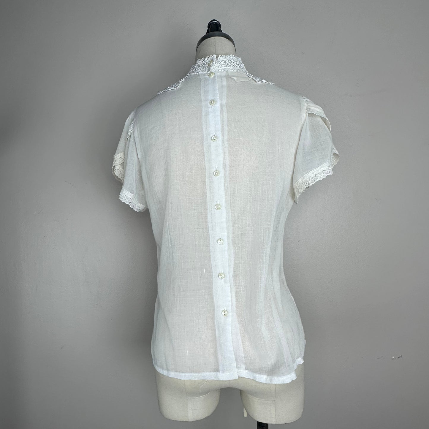 1970s/80s Gunne Sax Sheer Off-White Blouse, Jessica’s Gunnies Size S/M