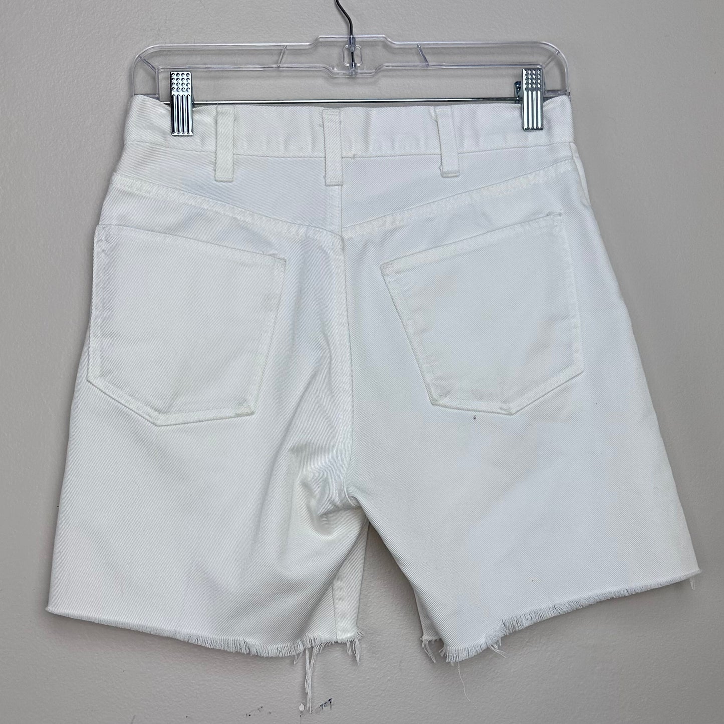 1960s/70s White Denim Cut Off Shorts, Levi’s Sta Prest, 28" Waist, Big E?