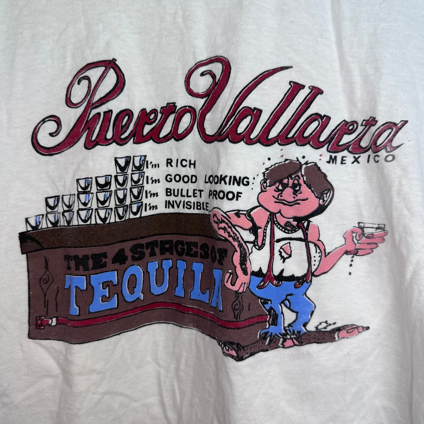 1970s/80s Puerto Vallarta 4 Stages of Tequila T-Shirt, Size Small