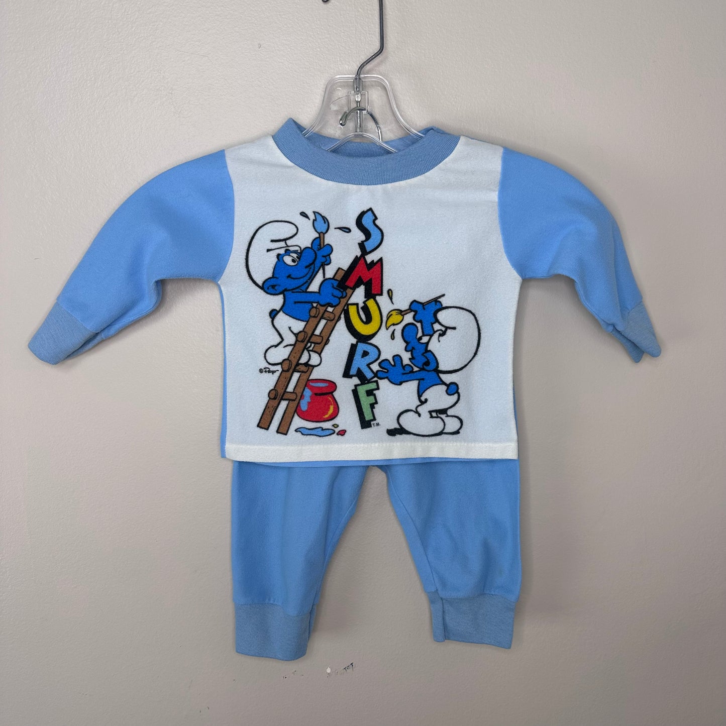 1980s Smurf Pajamas, Size 12m, Painter