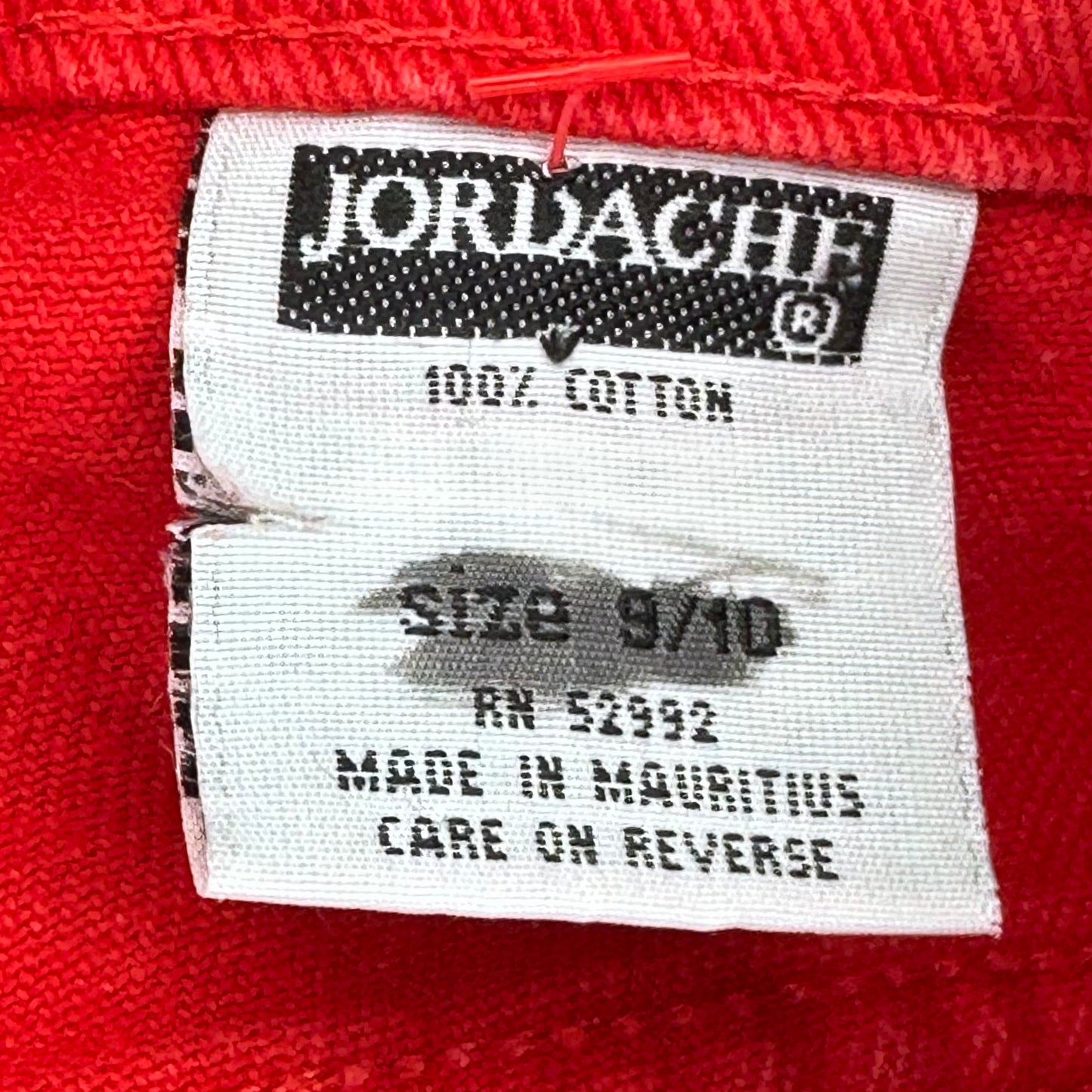 1990s Red Denim Cut Off Shorts, Jordache, 26" Waist