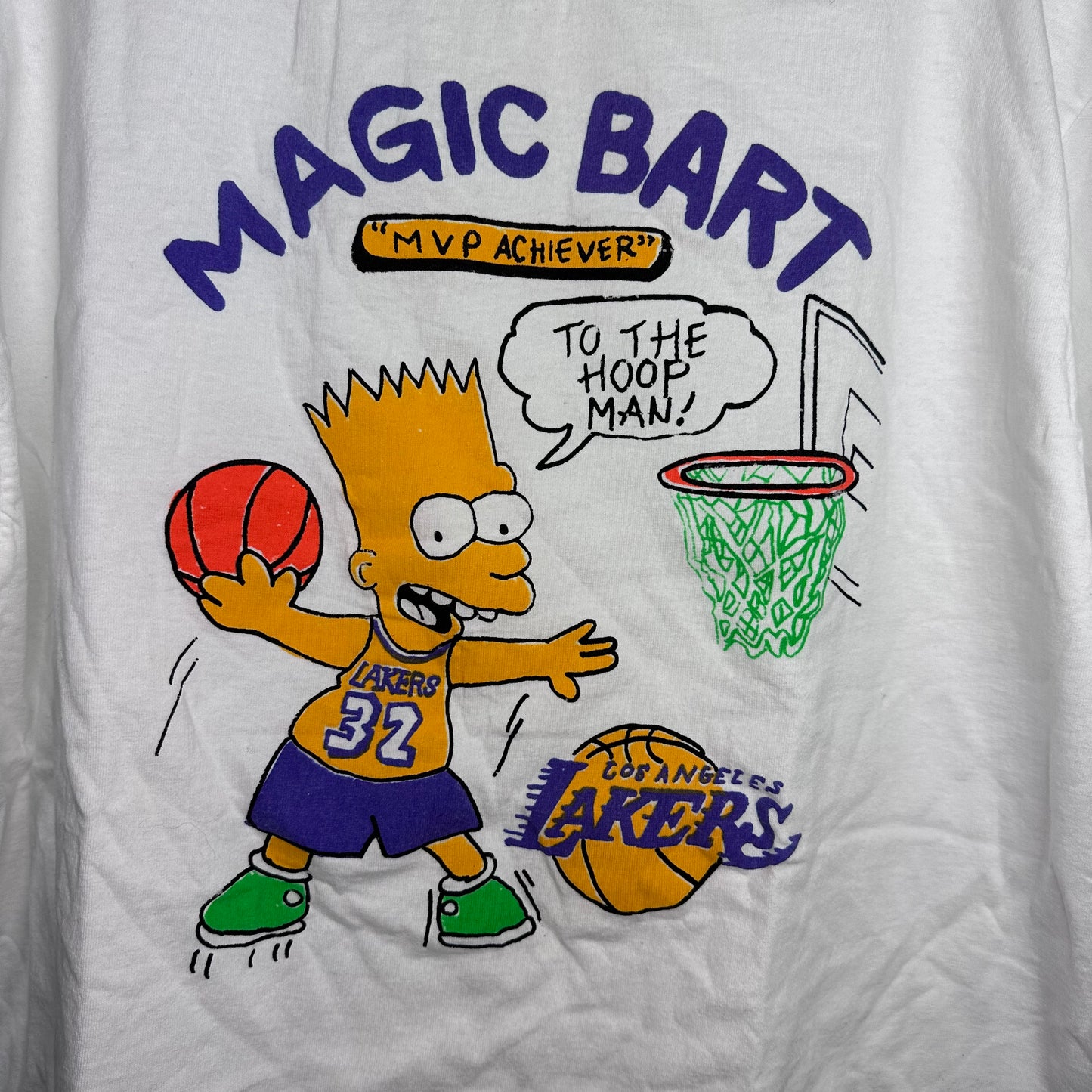 1990s Magic Bart T-Shirt, Size XL, Los Angeles Lakers Magic Johnson Simpsons Parody