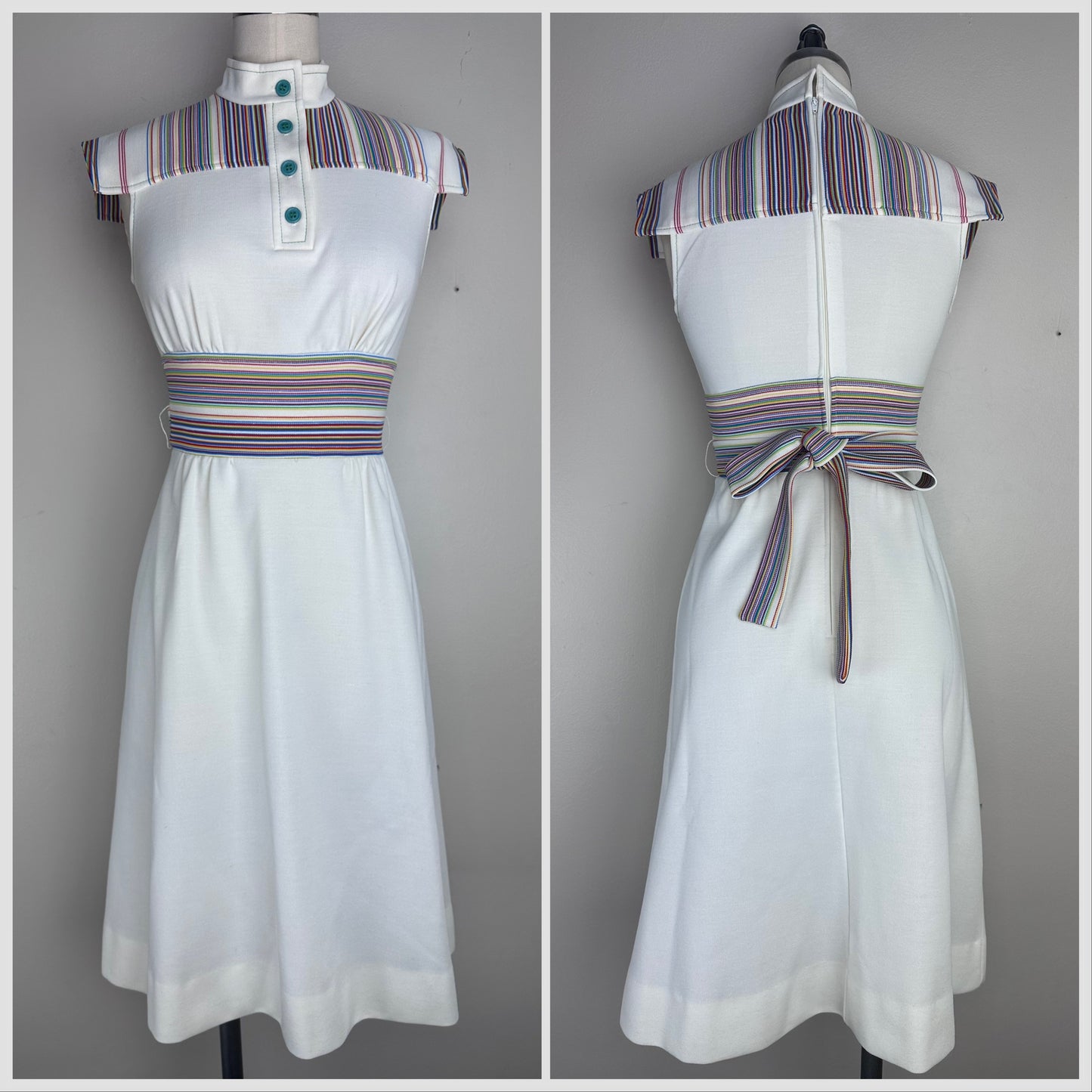 1970s Rainbow Stripe Dress, Jerell of Texas Size XS