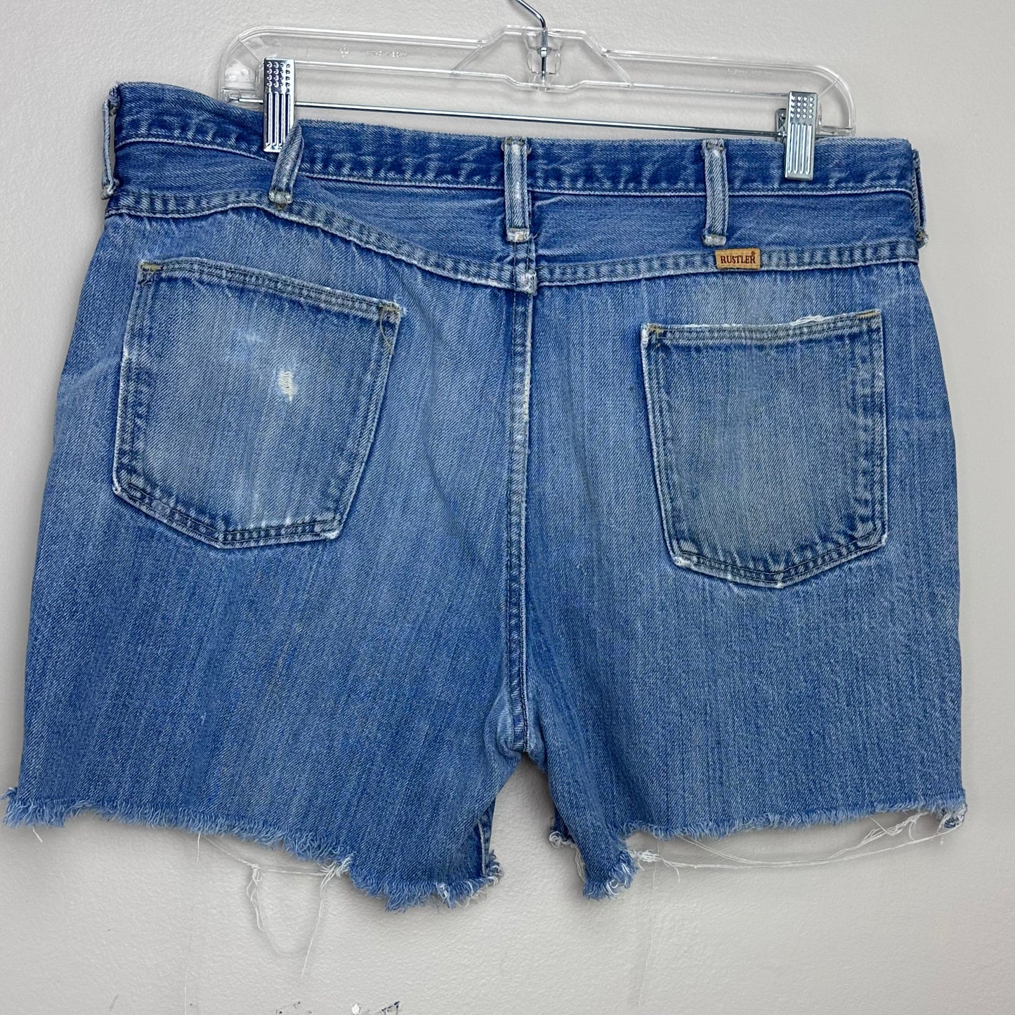 1970s Blue Jean Cut Off Shorts, Rustler, 36" Waist