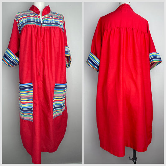 1960s/70s Smart Time Loungewear Dress, House Coat, Size Medium-Large