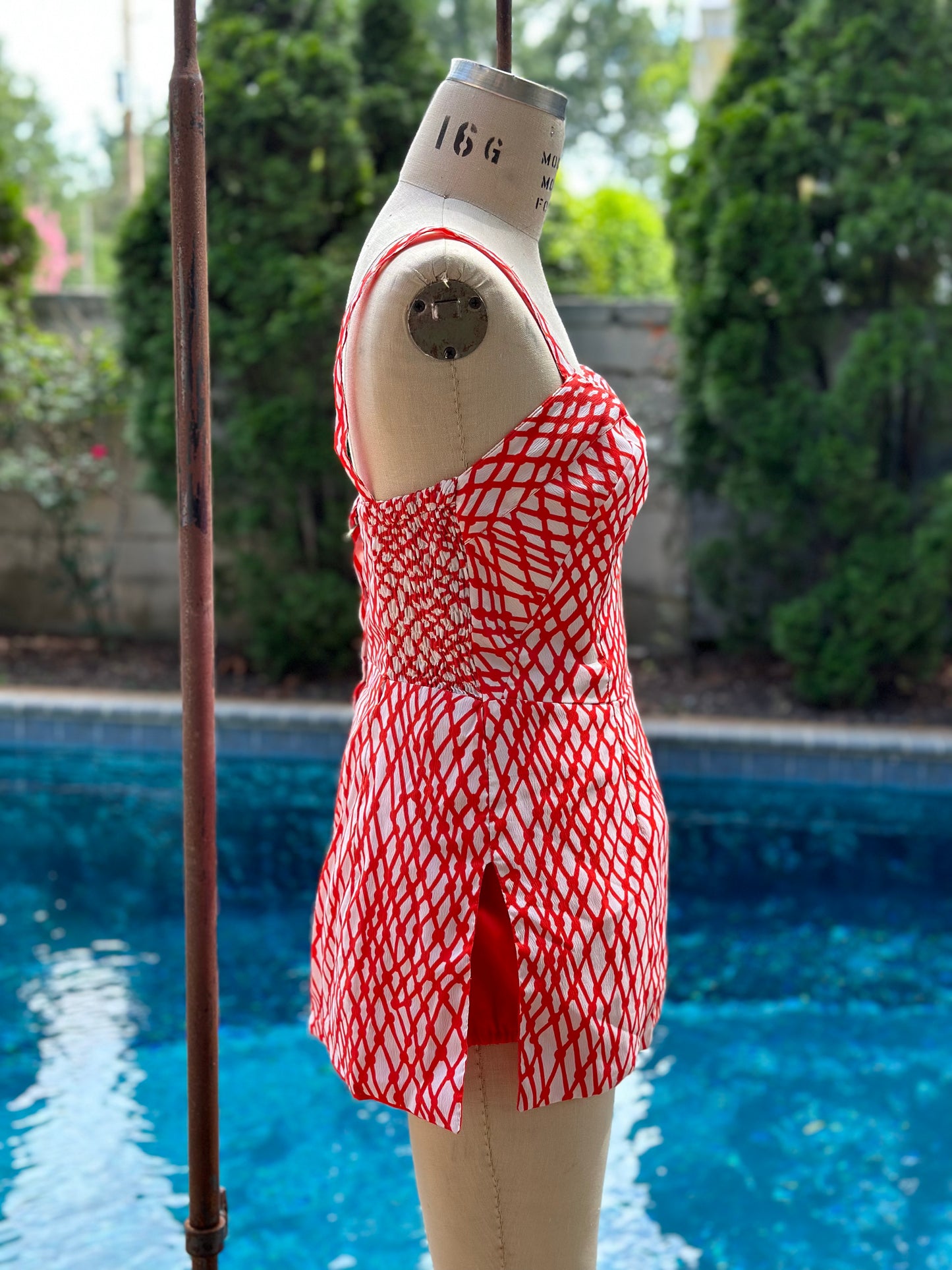 1960s Orange Swimsuit Romper, Gabar Size Medium Playsuit