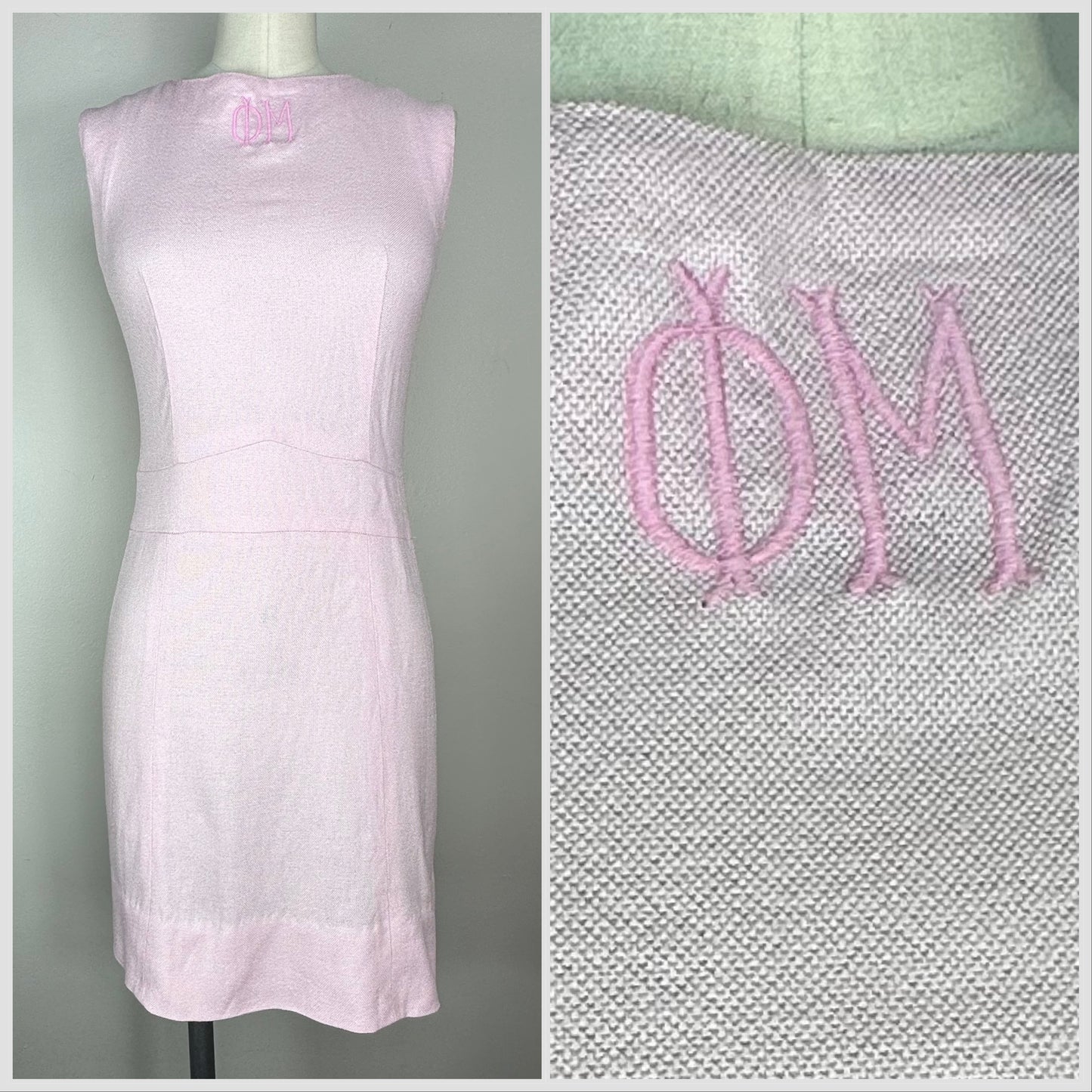 1960s Phi Mu Sorority Pastel Pink Suit, Dress and Jacket, Size XS