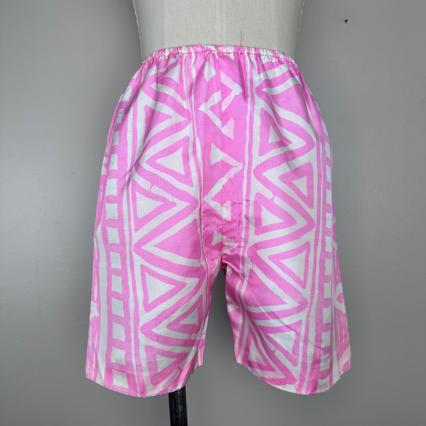 1960s Pink Geometric Print Mini Dress and Shorts, Charm of Hollywood Size XS