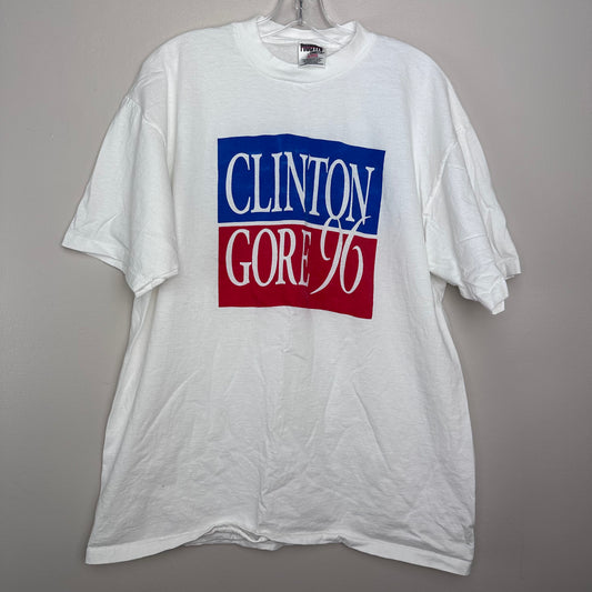 1990s Clinton Gore 96 T-Shirt, Size XL, Presidential Election