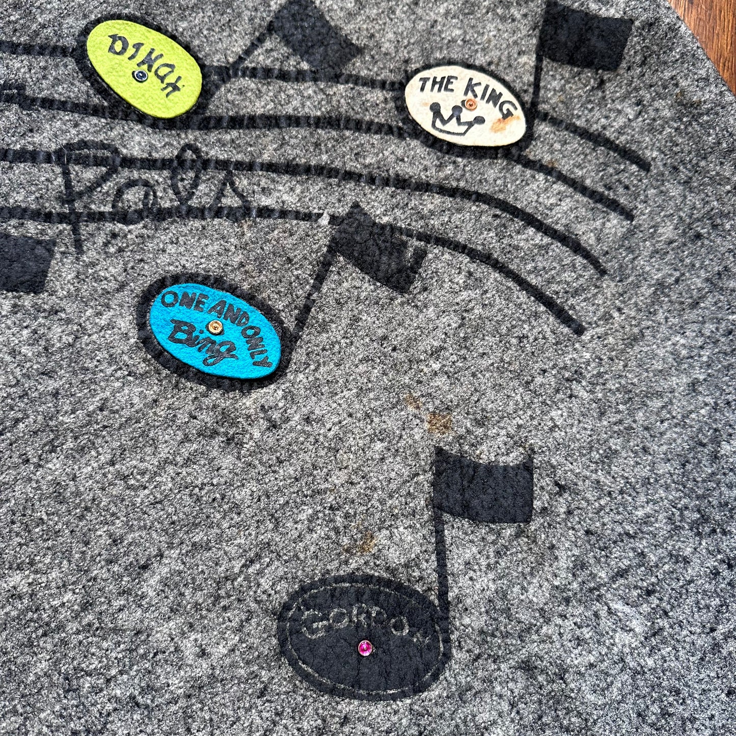 1950s Platter Pals Felt Skirt, Size XS, 50s Rock and Roll, Musical Notes, Commonwealth Felt