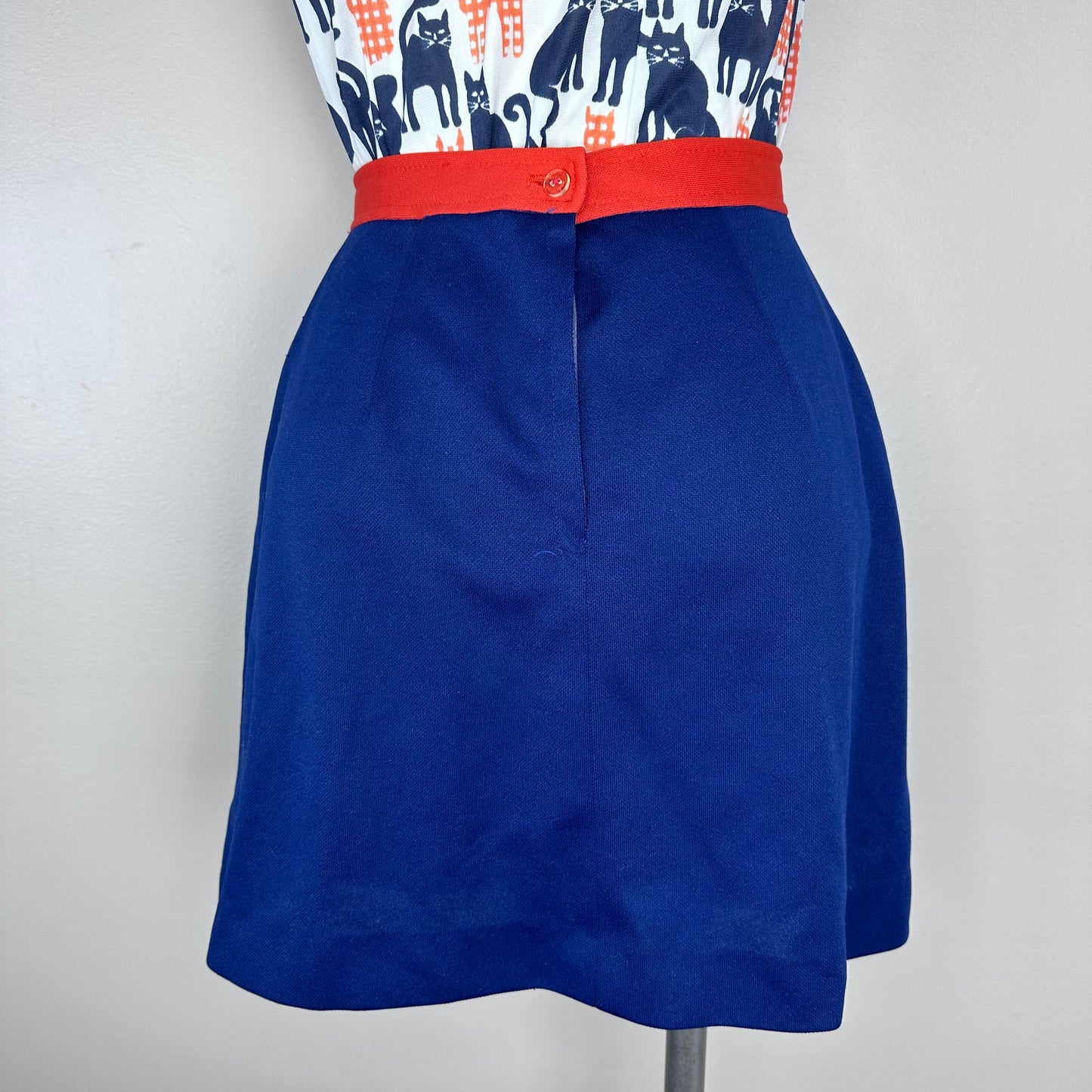 1960s/70s Cat Print Blouse and Skort Set, Size Small, Women's Golf Outfit