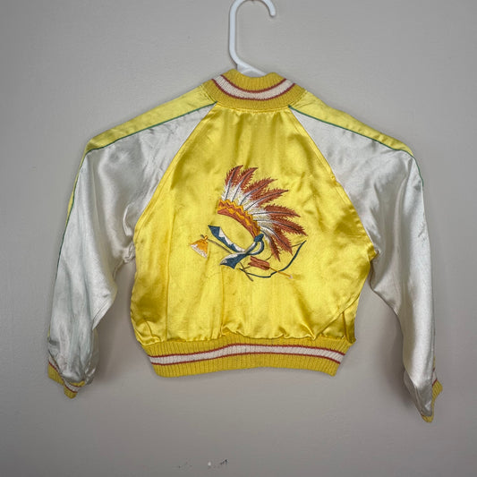 1950s Sukajan Style Japan Embroidered Jacket, Kids Size 5/6, Native American Chief
