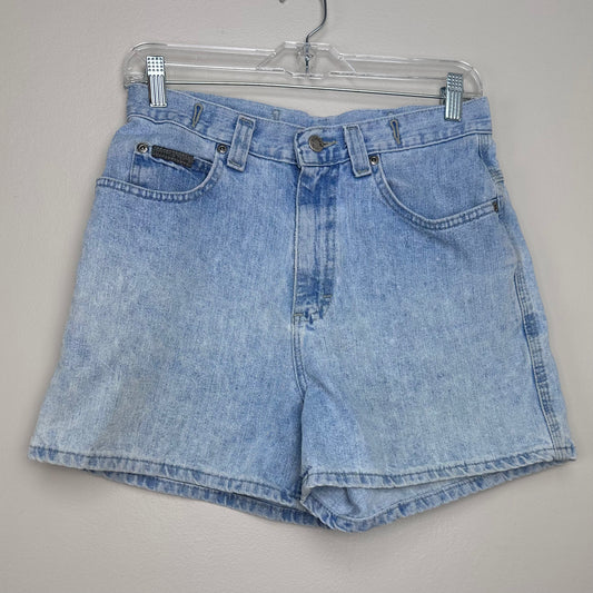 Y2K Buckle Back Blue Jean Shorts, Riveted by Lee, 27" Waist