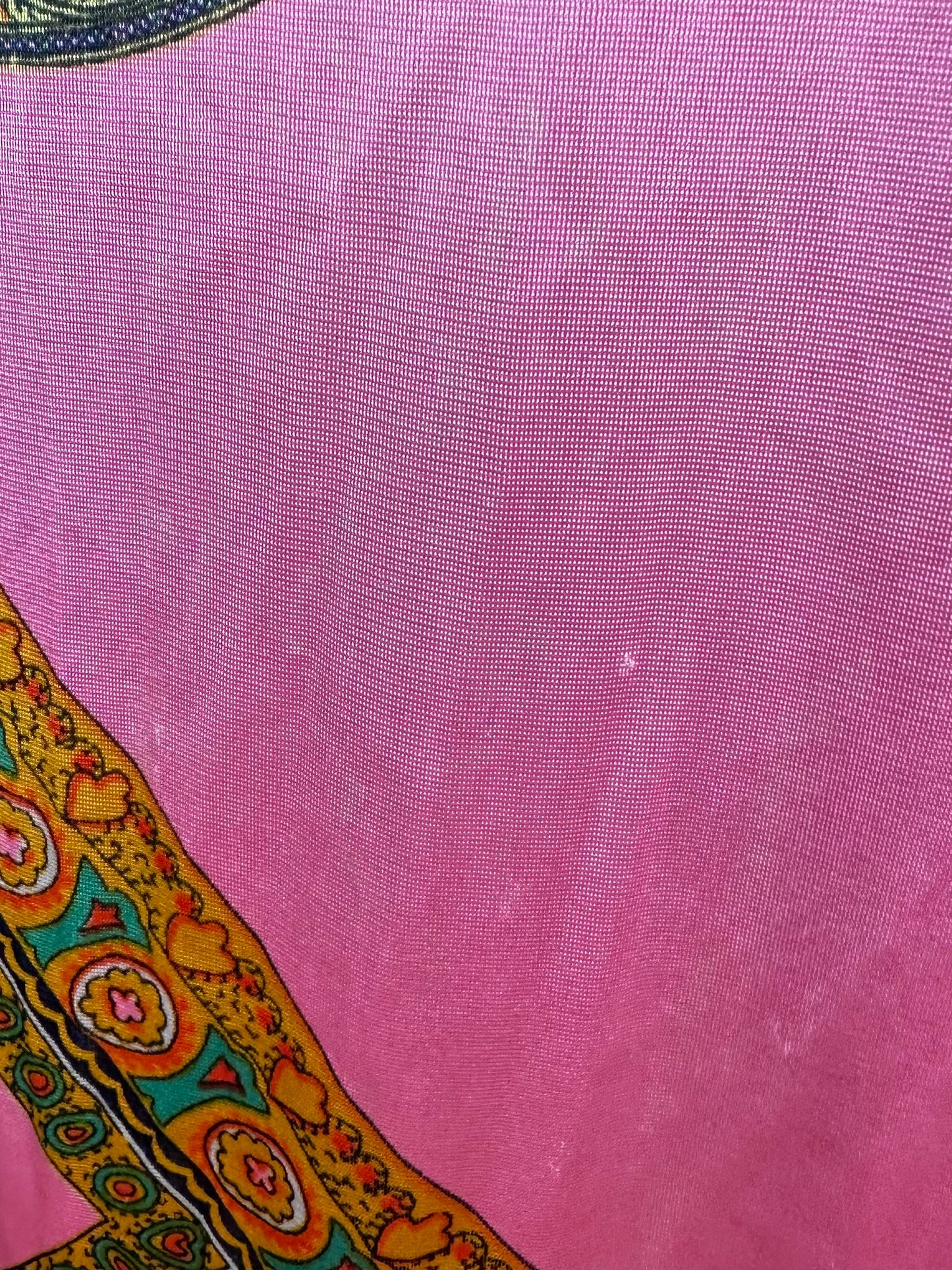 1970s Pink Psychedelic Caftan, Georgie Keyloun Size Medium-Large