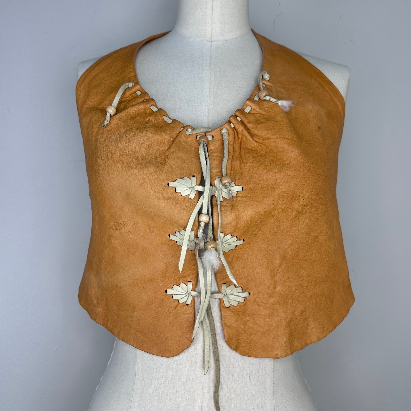 1970s Leather Halter Top, Size XS-Small