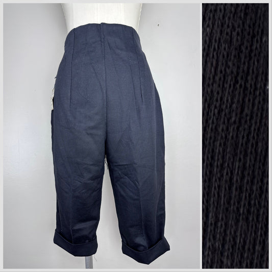 1950s Black Pedal Pusher Pants, Deadstock with Tag, Fashion Tees Trends of Miami Size Small