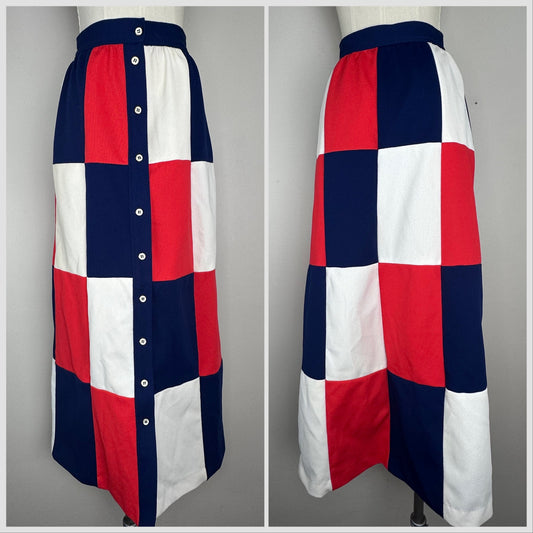 1970s Patchwork Maxi Skirt, Lisa Deb Casuals Size XS-Small
