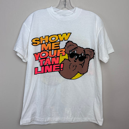 1990s Australian Gold Show Me Your Tan Line And I'll Show You Mine T-Shirt, Size Medium