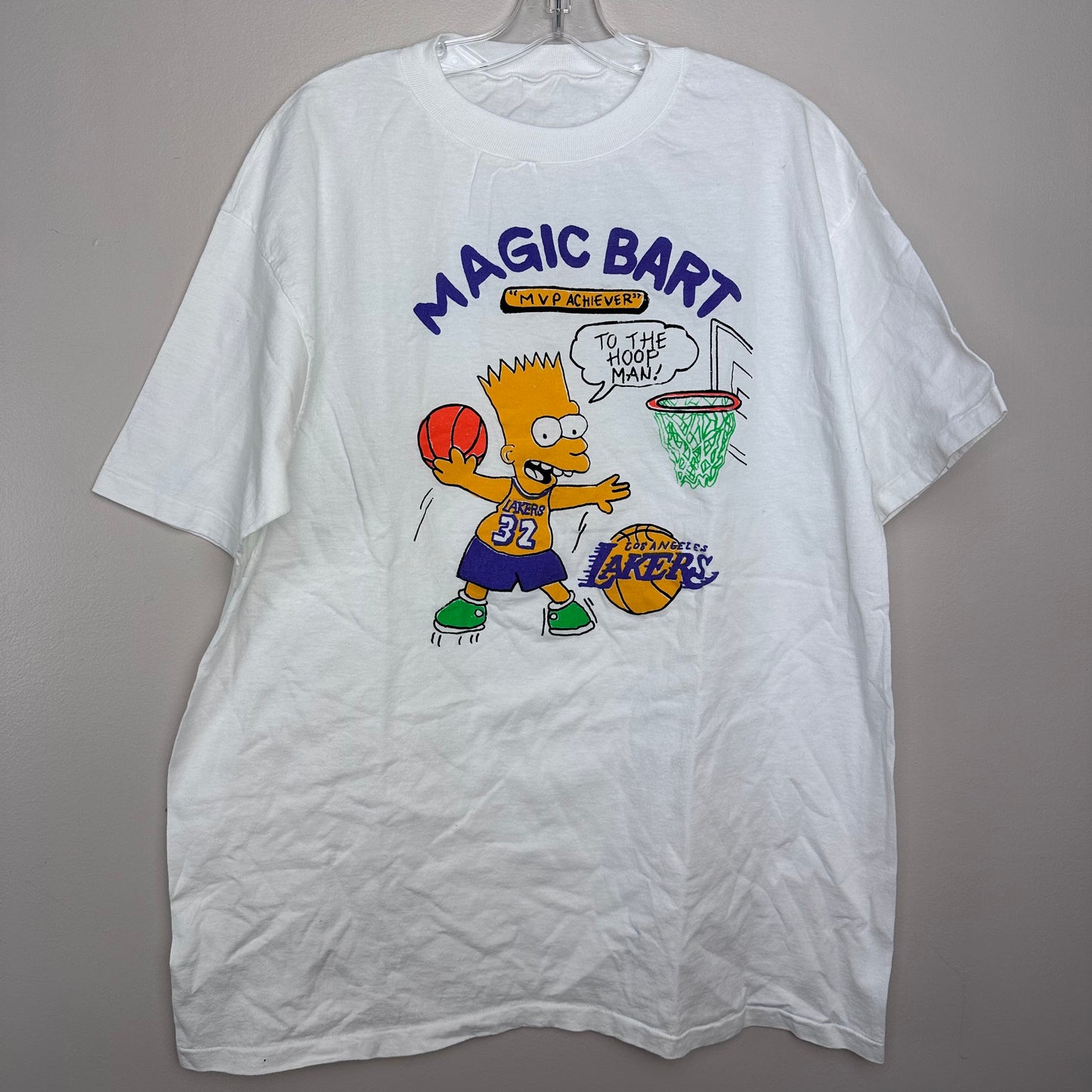 1990s Magic Bart T-Shirt, Size XL, Los Angeles Lakers Magic Johnson Simpsons Parody