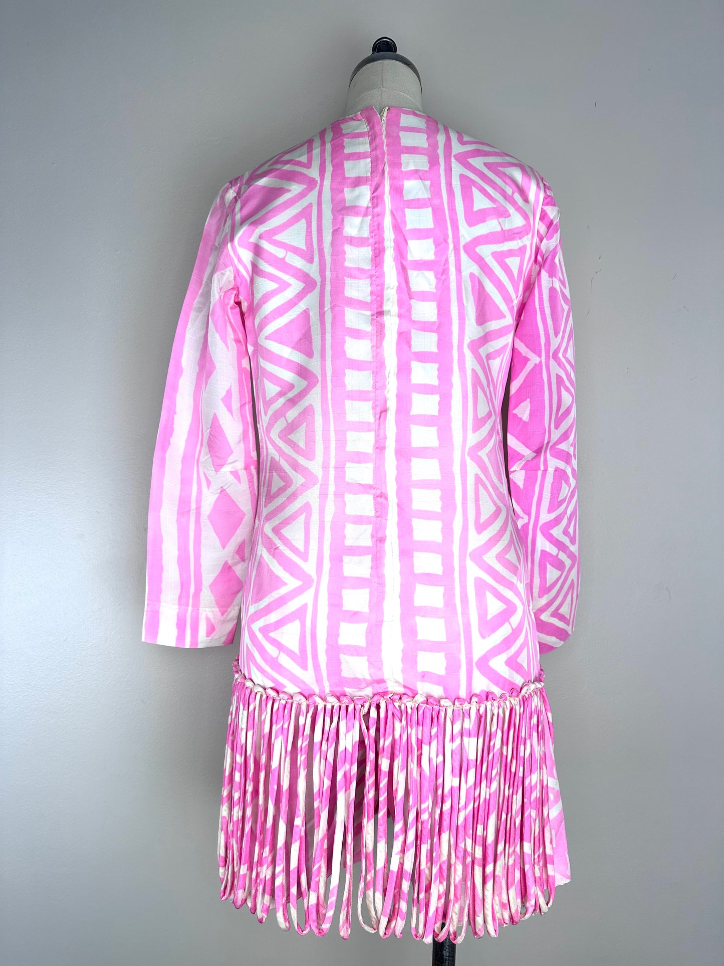 1960s Pink Geometric Print Mini Dress and Shorts, Charm of Hollywood Size XS