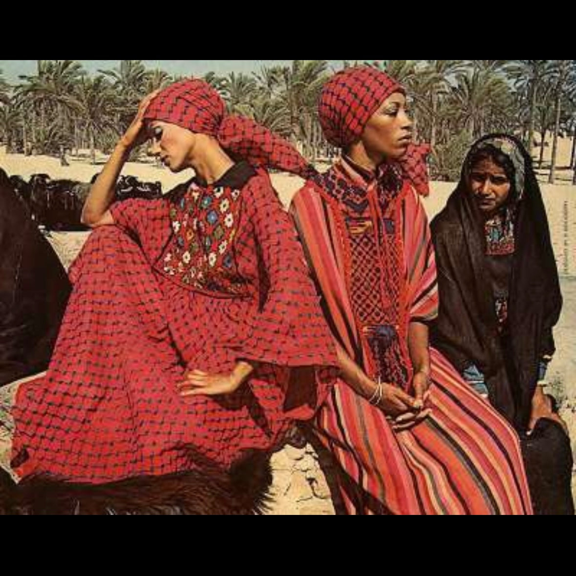 1960s Rikma Red Keffiyeh Caftan Dress, Size Small, Angel Sleeves